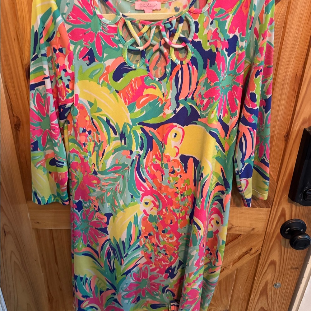 Colorful Floral Dress with Necklace Detail